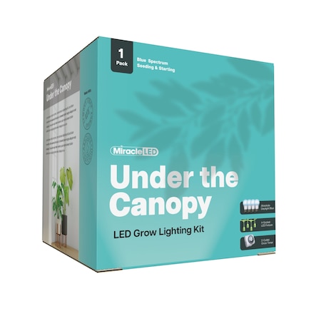 Miracle Led 4-Socket Under the Canopy Blue Spectrum Grow Light Kit - 9W Replace 100W Grow Bulbs w/Timer 801432